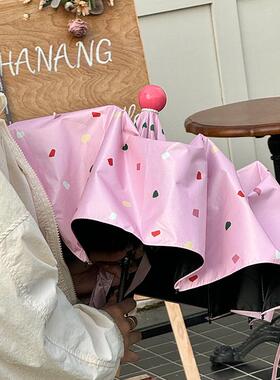 粉鼻子彩色波点全自动防紫外线晴雨伞两用女遮阳防晒伞黑胶太阳伞