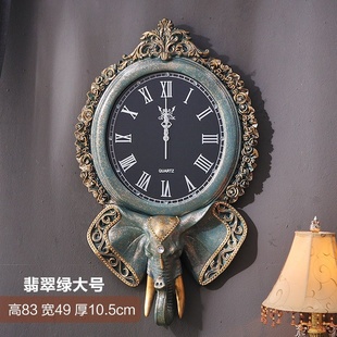 饰静音大象别墅艺术创意R挂钟豪华客厅钟表钟欧 家用壁复古时钟装