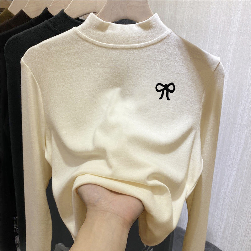 全纯棉童装女童半高领德绒打底衫秋冬内搭大童儿童秋衣长袖T恤春