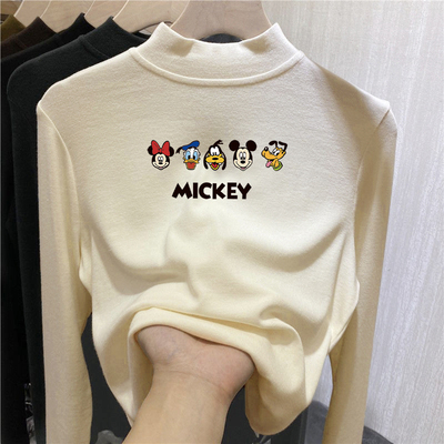 全纯棉女童半高领德绒打底衫春秋2025新款秋冬童装大童加绒内搭儿