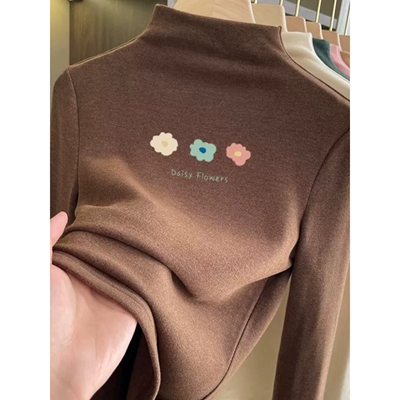 全纯棉女童双面德绒打底衫内搭秋冬中大儿童加厚长袖T恤半高领保