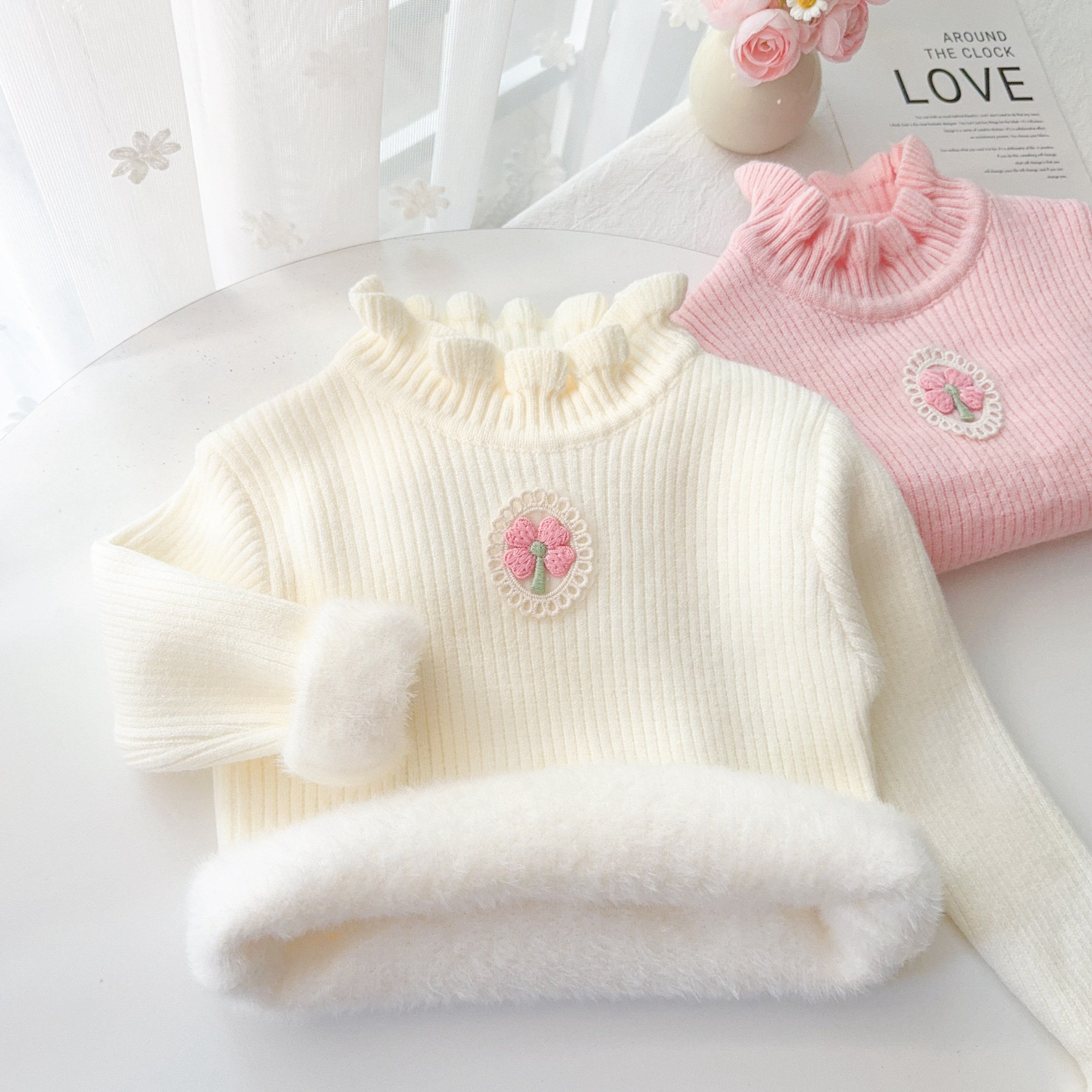 全棉宝宝毛衣一体绒冬装女童针织衫加绒加厚婴幼儿打底衫公主内搭,童装/婴儿装/亲子装,毛衣/针织衫,淘宝优惠券,粉丝福利购,淘宝优惠卷