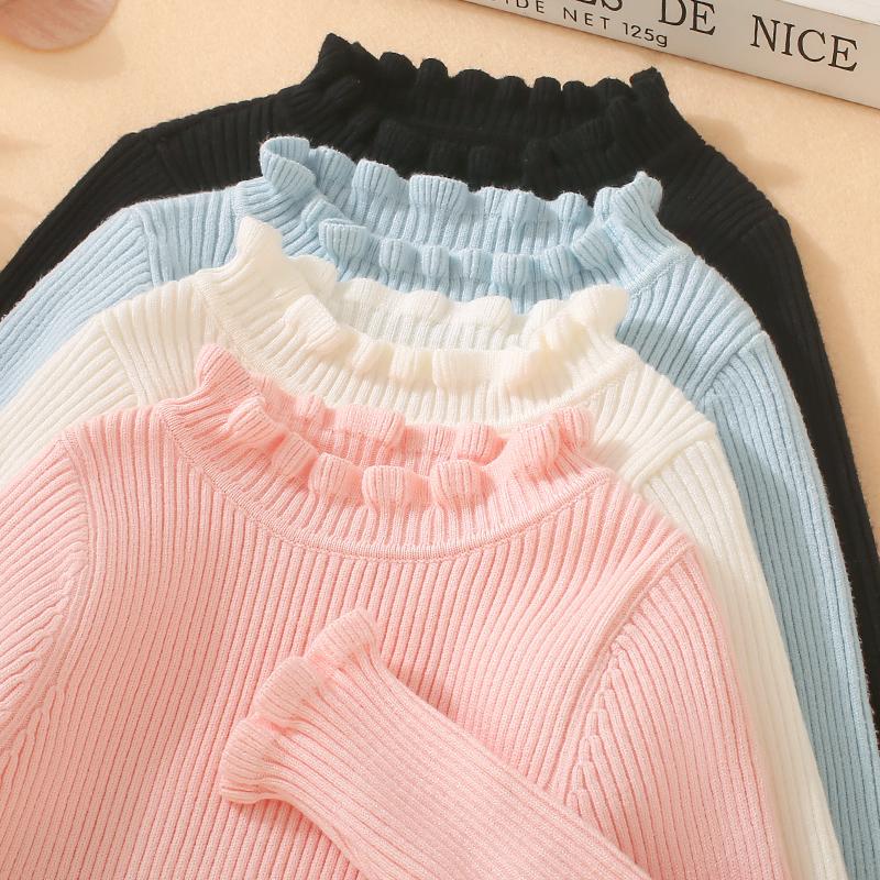 全纯棉女童打底衫秋冬2025新款儿童半高领毛衣女孩针织衫冬装打底