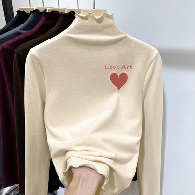 全纯棉女童半高领德绒加绒打底衫2025新款秋冬内搭中大童儿童春秋