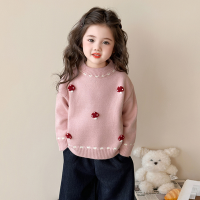 全纯棉女童毛衣秋冬装2025新款洋气儿童针织打底衫小女孩加厚内搭