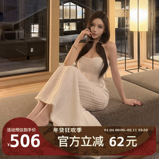 MIMIWU新店 针织抹胸连衣裙无袖修身优雅宴会吊带长裙精致气质