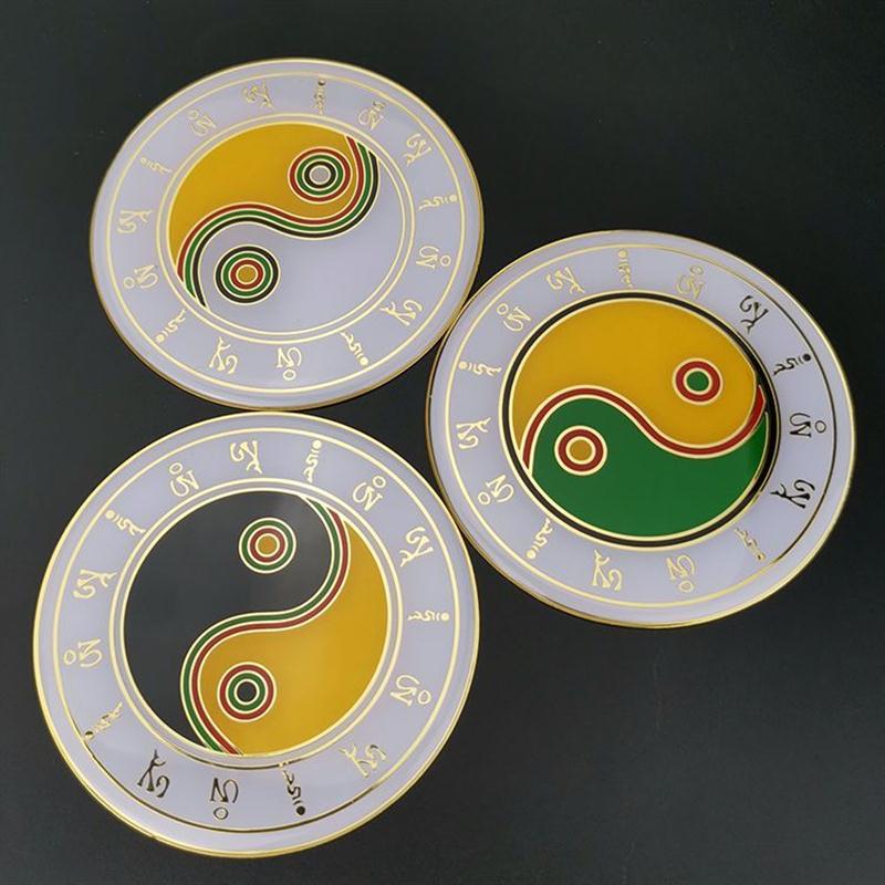 莲花万字符八公分莲花太极八宅风水用品直销潘氏太极符黄万莲花盘