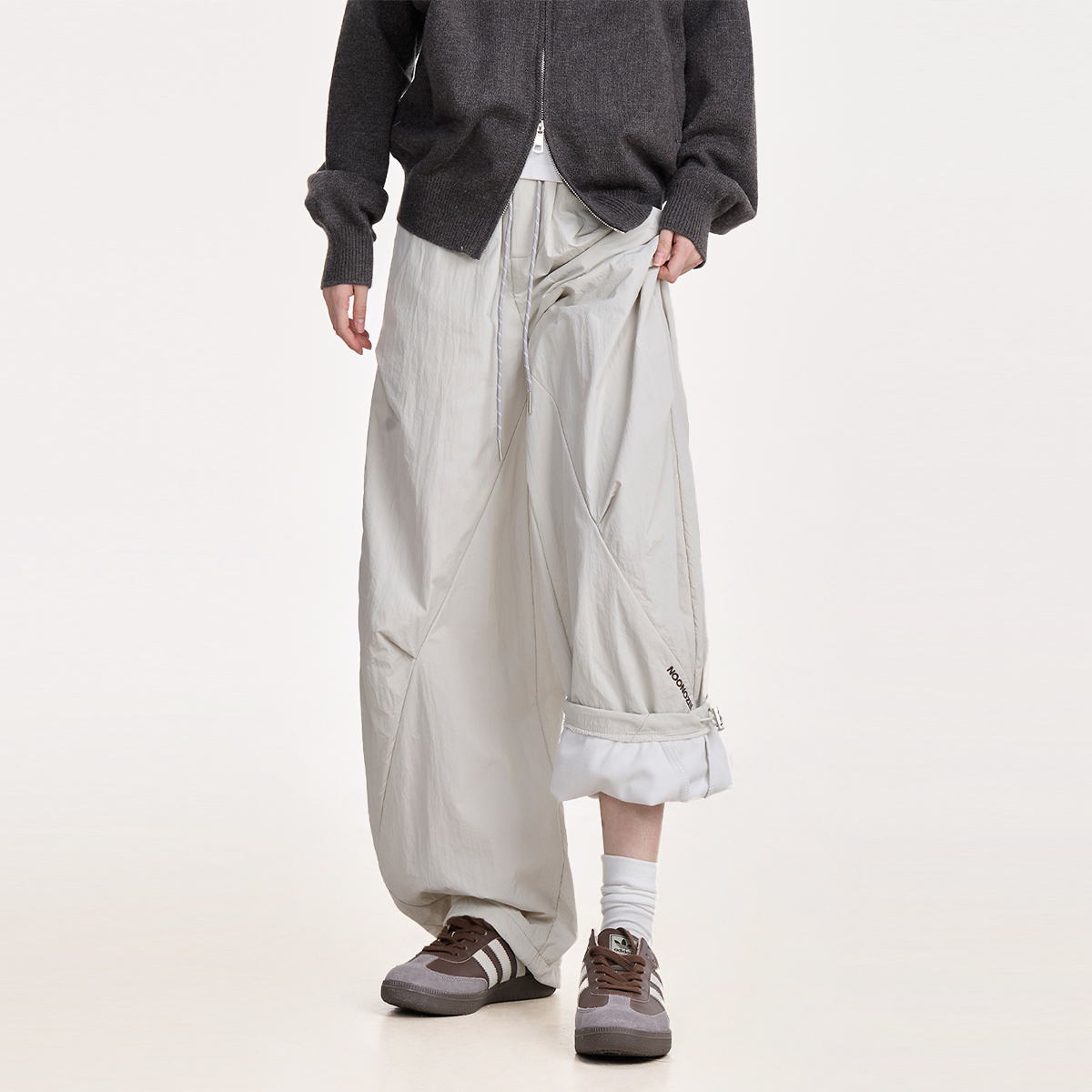 美式解构纯色通勤弯刀裤男