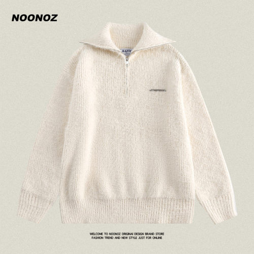 NOONOZ毛衣半拉链套头翻领潮牌秋