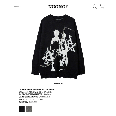 NOONOZ美式圆领拉链针织衫毛衣