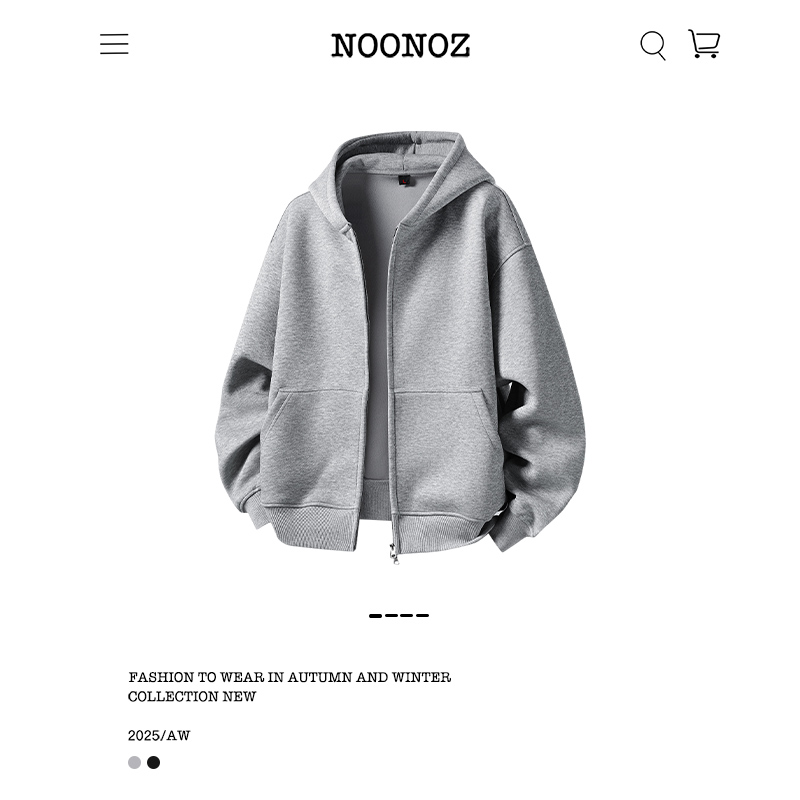 美式纯色通勤廓形开衫连帽卫衣