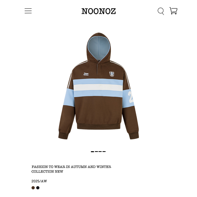 美式复古三色拼接连帽卫衣