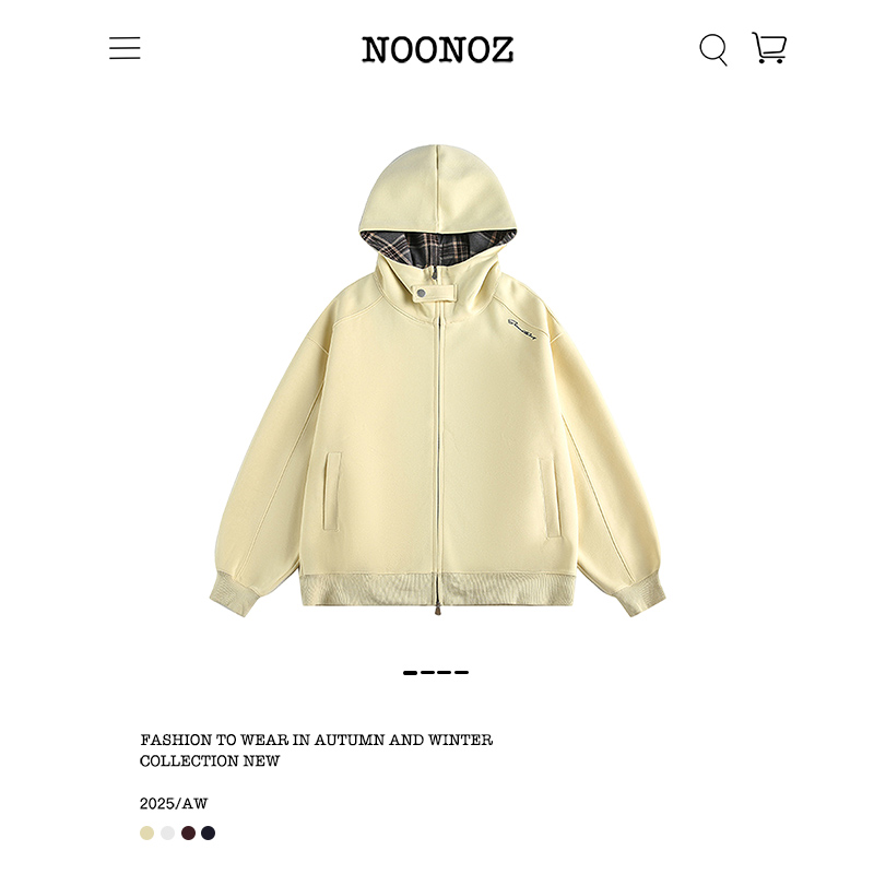 美式格纹连帽开衫卫衣男