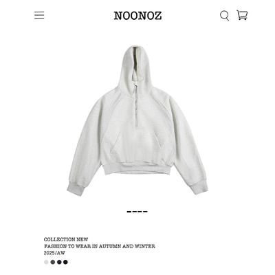 NOONOZ潮牌美式重磅半拉链连帽卫衣男女情侣装宽松cleanfit帽衫