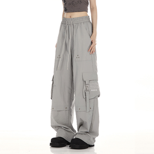 NOONOZ阔腿工装裤男美式复古潮牌街舞裤子多口袋嘻哈爵士舞休闲裤
