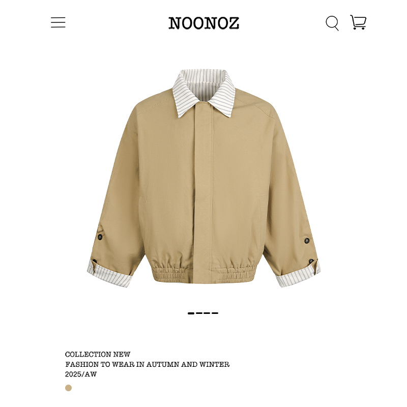 早秋通勤条纹拼接短款夹克