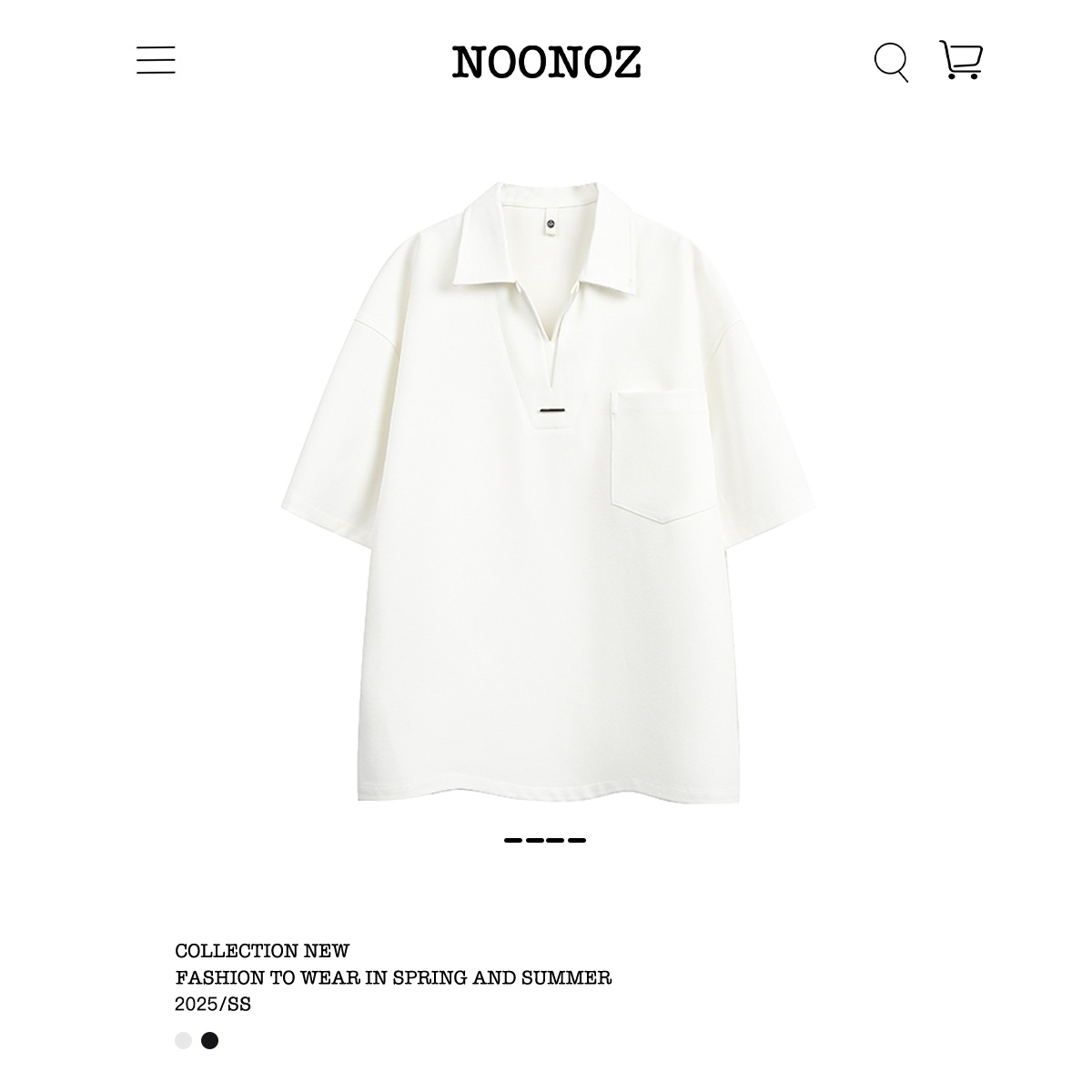NOONOZ美式纯色翻领短袖POLO衫