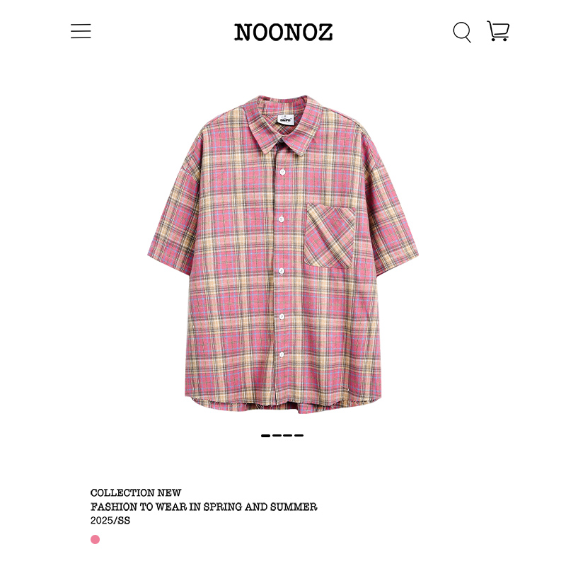 NOONOZ粉色格子短袖衬衫