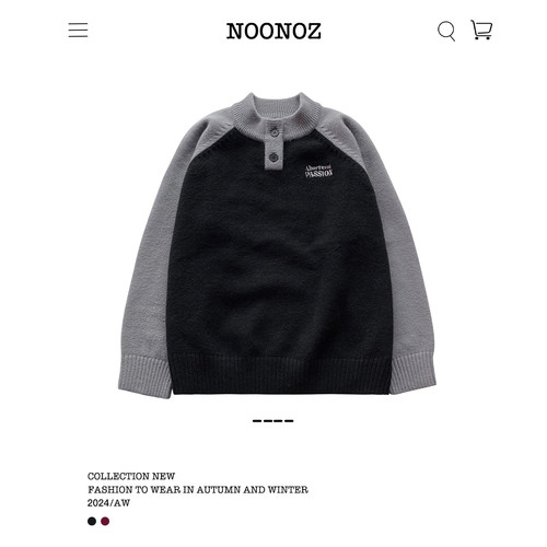 NOONOZ立领拼接撞色针织衫毛衣