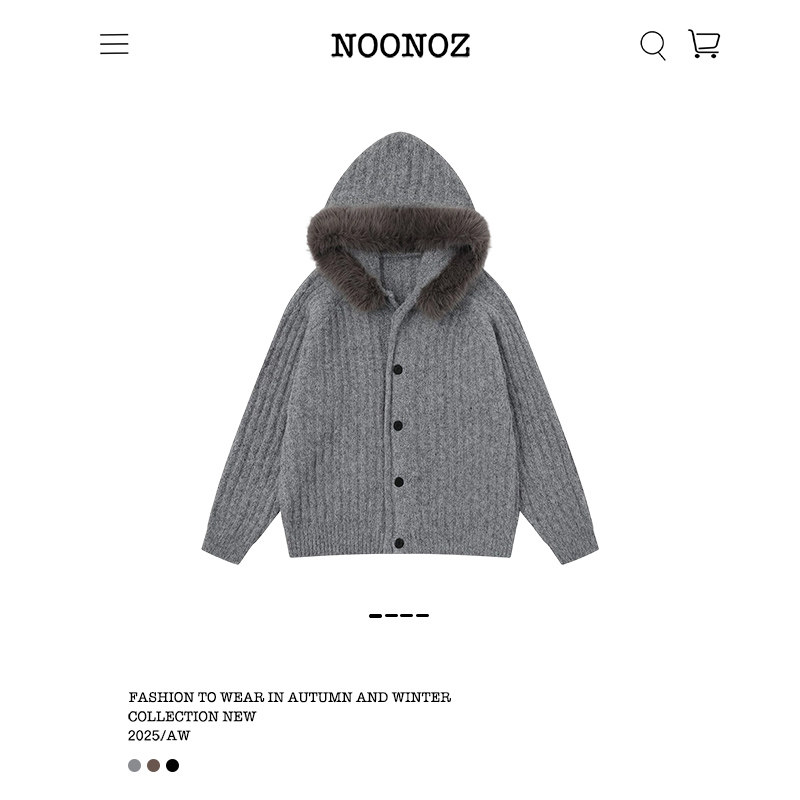 冬季通勤大毛领开衫毛衣