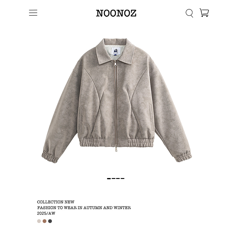 复古美式褶皱翻领夹克男