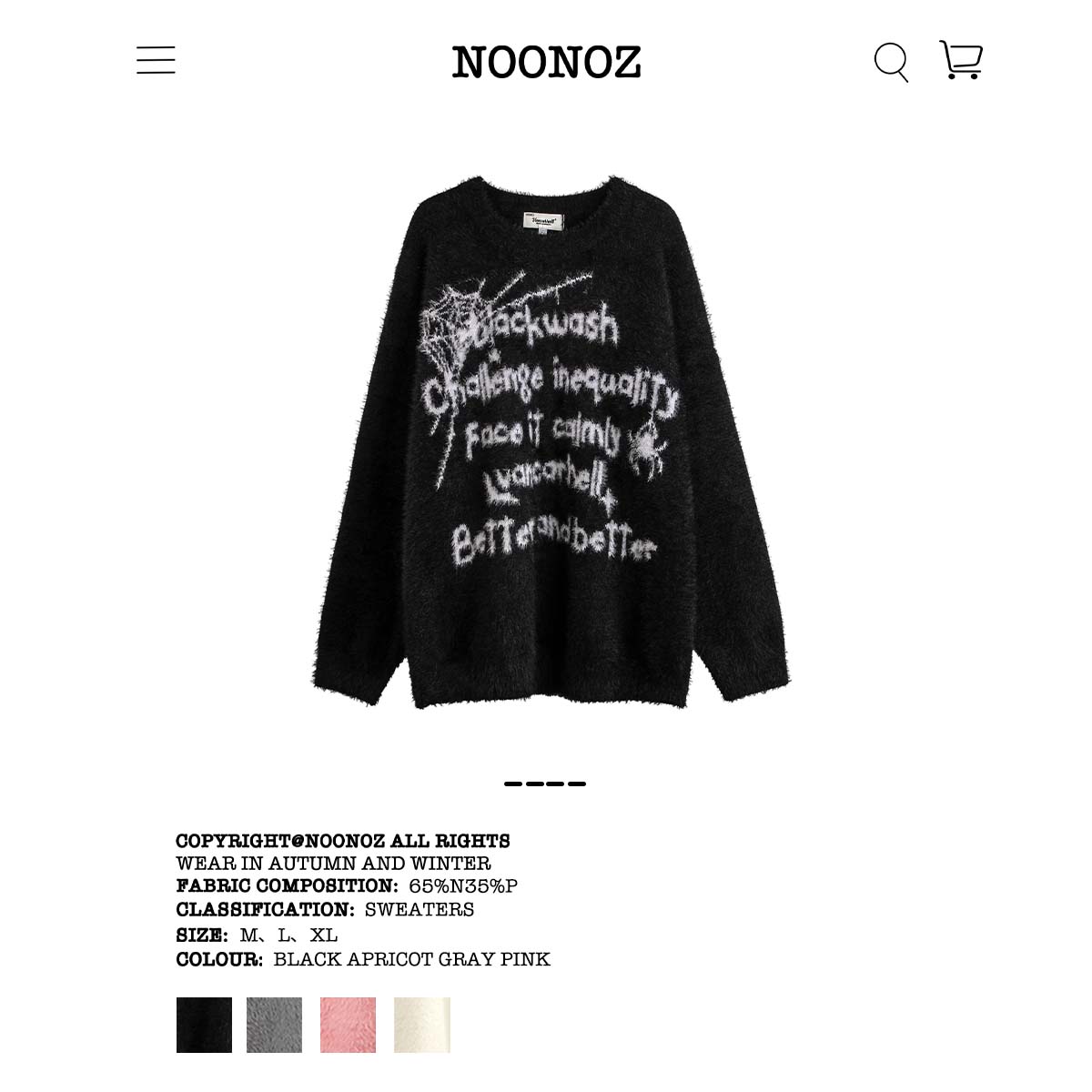 NOONOZ美式蜘蛛字母针织衫毛衣