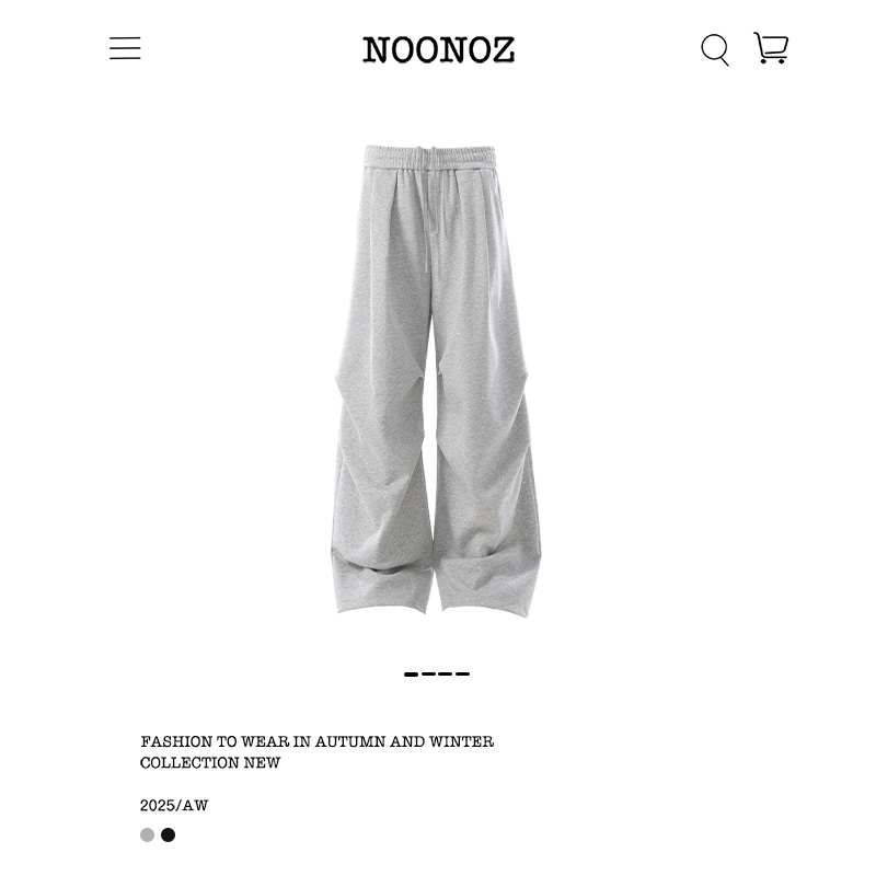 美式嘻哈纯色通勤褶皱卫裤男