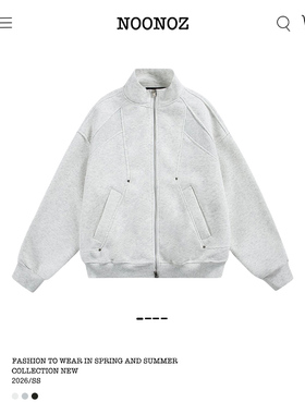 NOONOZ美式解构重磅双拉链卫衣男中性风潮牌Boxy运动通勤情侣外套