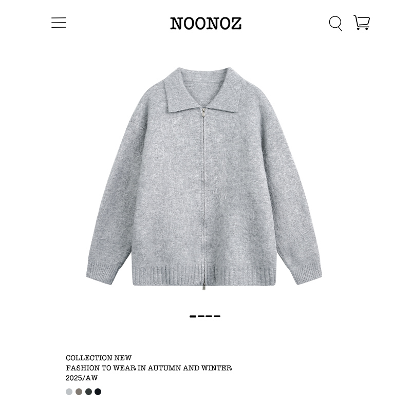 NOONOZ开衫款聚酯纤维翻领