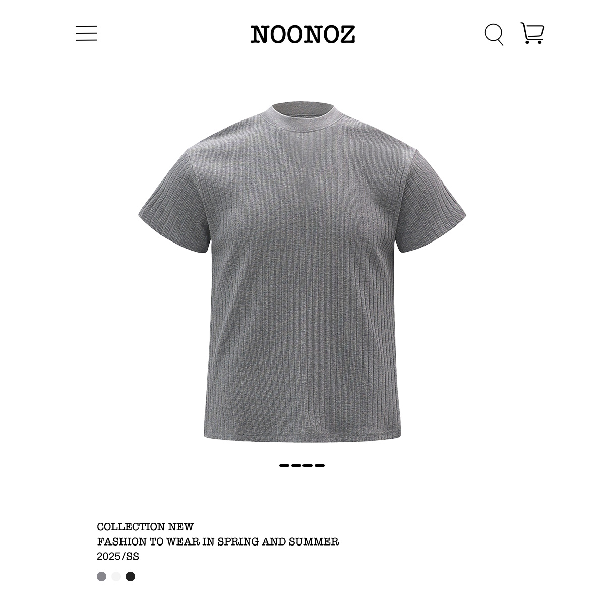 NOONOZ美式纯色纹理针织T恤