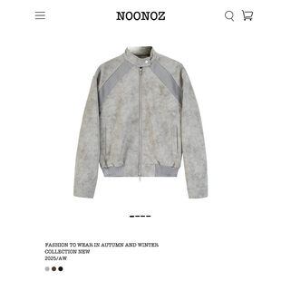 NOONOZ美式解构中性风做旧飞行员夹克男春季潮牌高级感PU皮衣外套