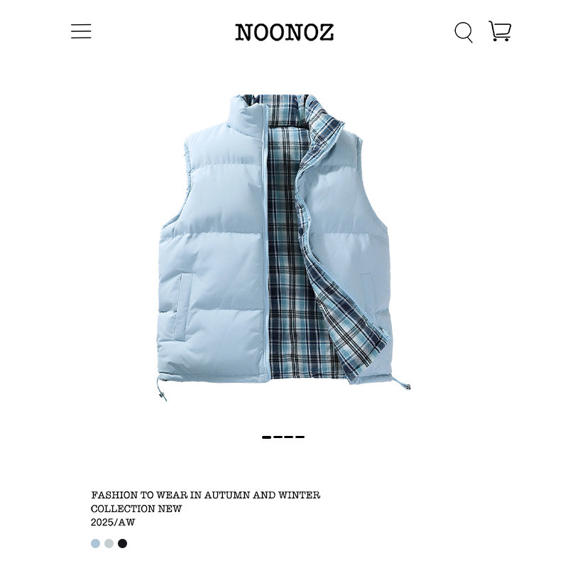 NOONOZ美式潮牌双面穿格子立领棉衣马甲男冬季中性风无袖坎肩背心,男装,常规马甲,淘宝优惠券,粉丝福利购,淘宝优惠卷