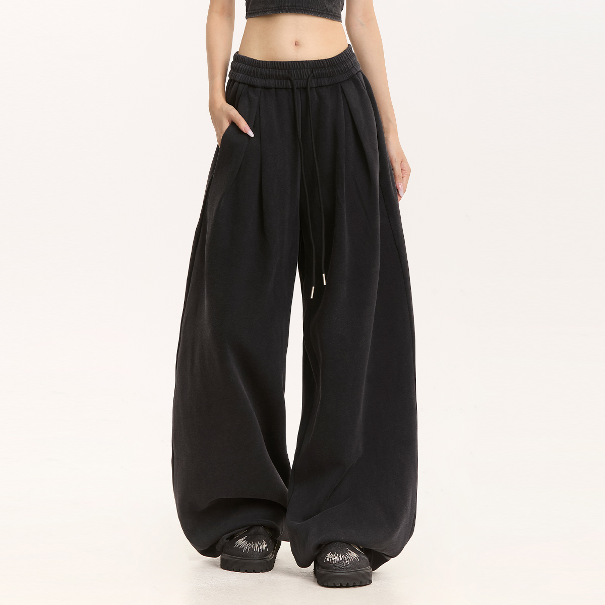 NOONOZ美式复古阔腿休闲裤