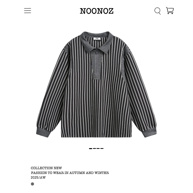 解构拼接POLO领条纹美式卫衣