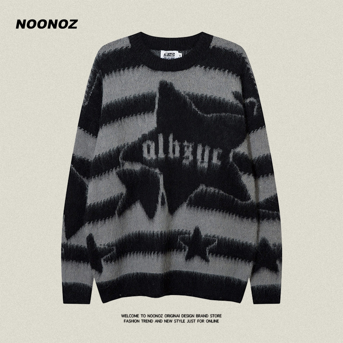 NOONOZ美式套头圆领针织衫毛衣