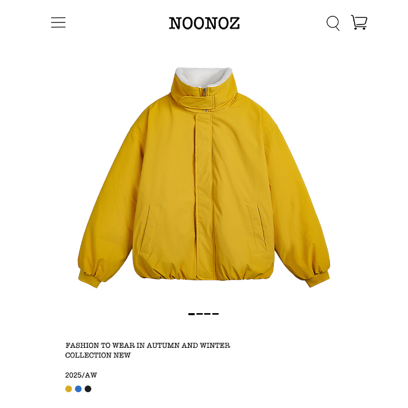 美式通勤毛绒拼接立领棉衣