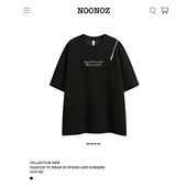 NOONOZ短袖 上衣 潮牌小众痞帅半袖 男美式 高街设计感拉链T恤夏季