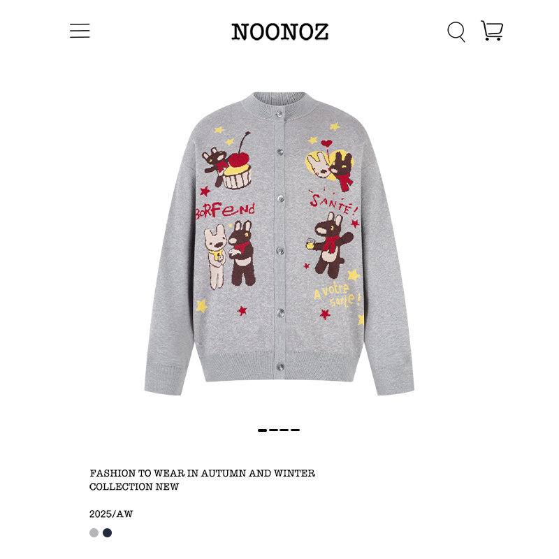 秋冬美式卡通童趣开衫毛衣