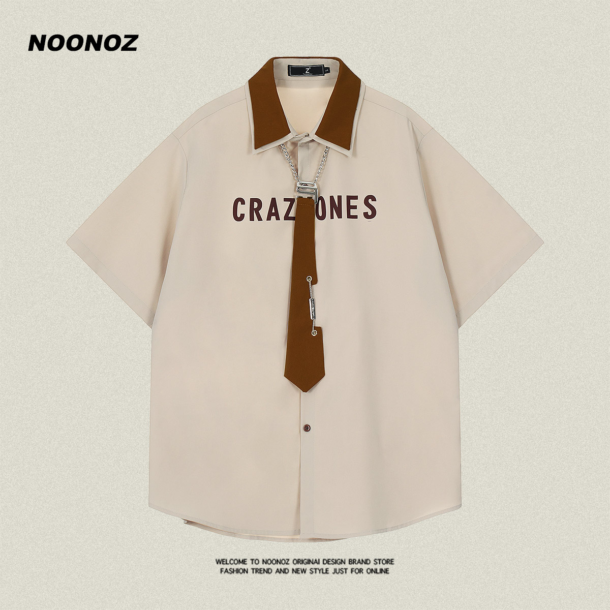 NOONOZ翻领短袖美式潮牌衬衫