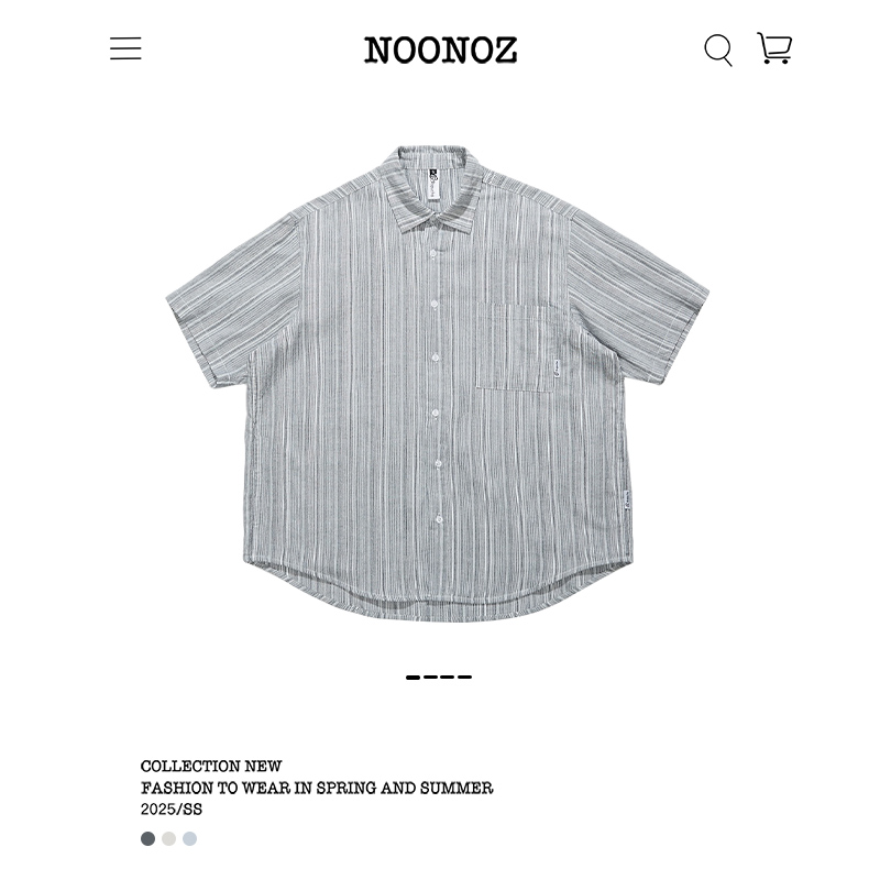 NOONOZ日系复古条纹短袖衬衫