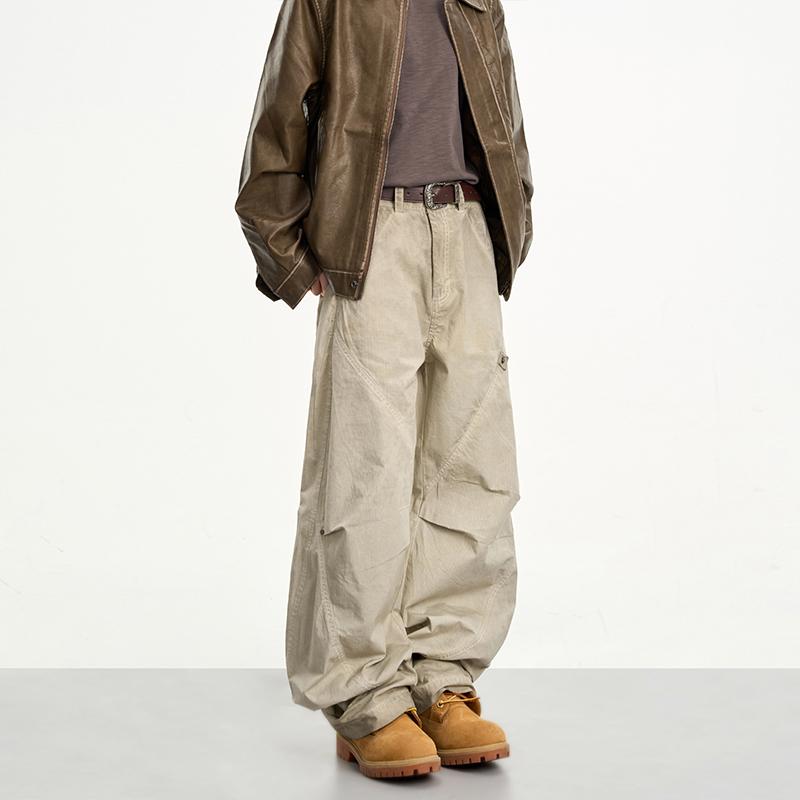 NOONOZ美式复古褶皱工装裤