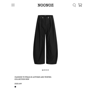 NOONOZ美式条纹廓形西裤弯刀裤男潮牌垂感显瘦阔腿褶皱裤子休闲裤