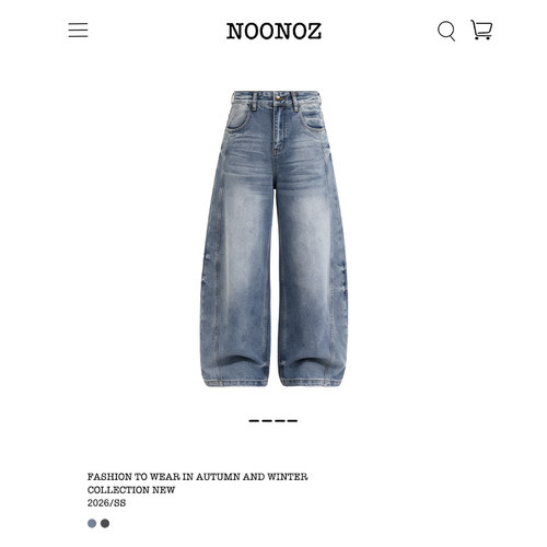 NOONOZ美式水洗弯刀牛仔裤男新款宽松休闲通勤裤子阔腿Baggy长裤