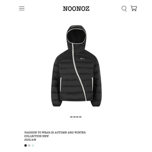 NOONOZ美式斜拉链轻量化排骨羽绒服男冬季中性风潮牌抗寒保暖外套