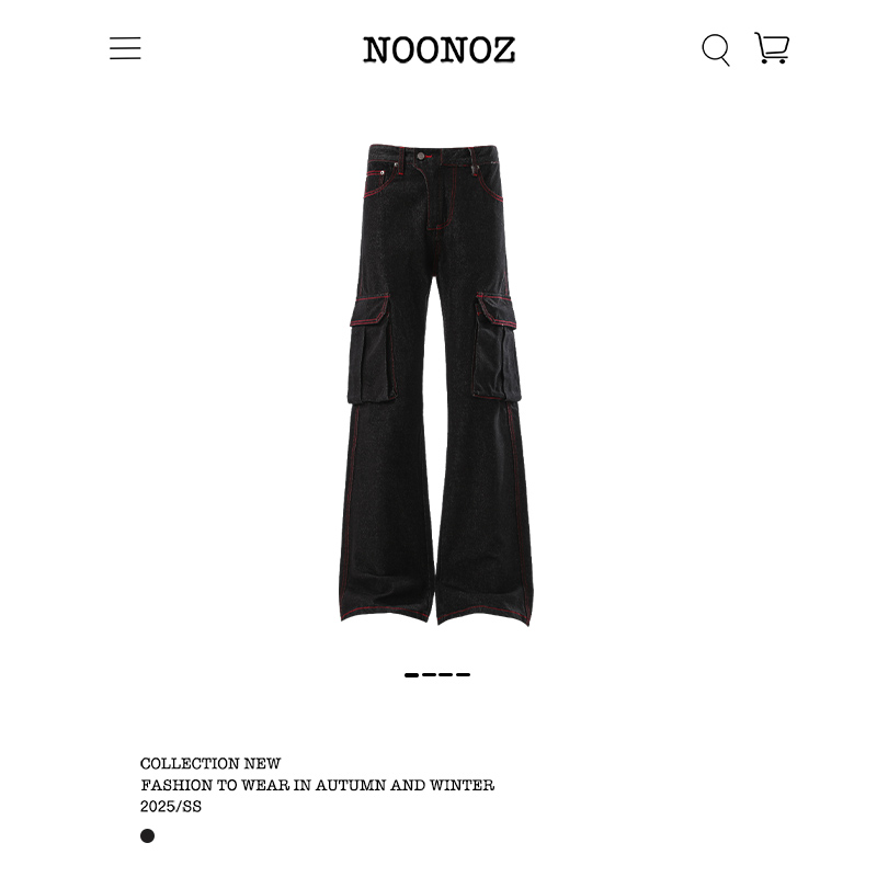 NOONOZ潮牌美式复古撞色辑明线微喇叭牛仔裤男女宽松垂感显瘦裤子