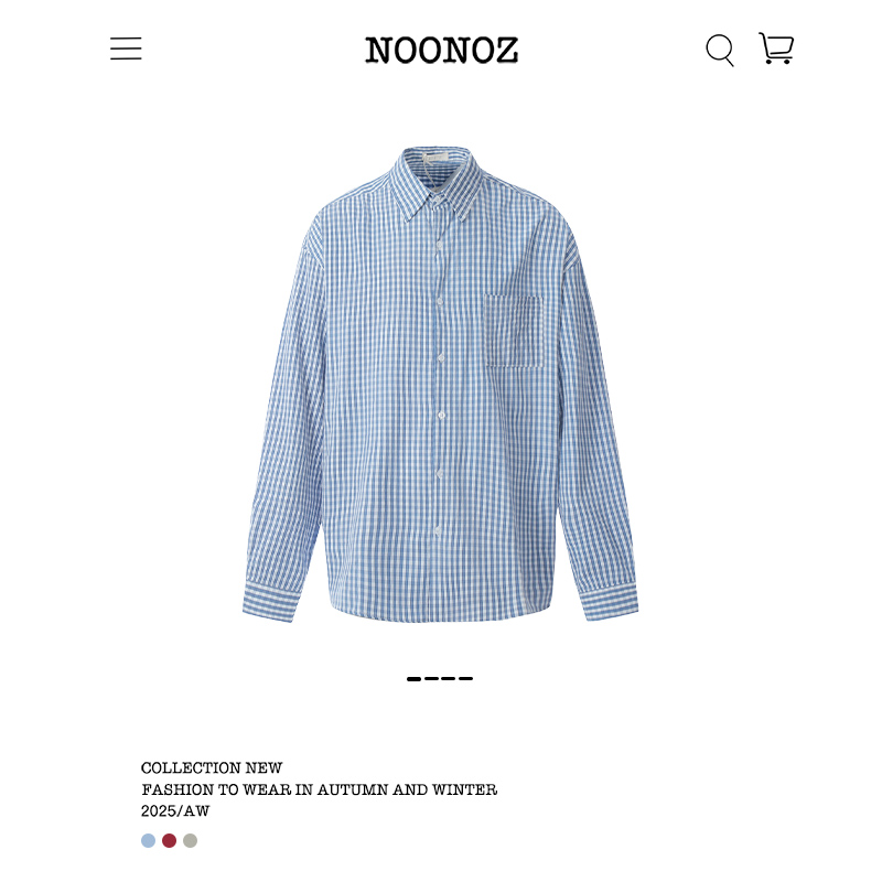 潮牌基础款格子长袖衬衫