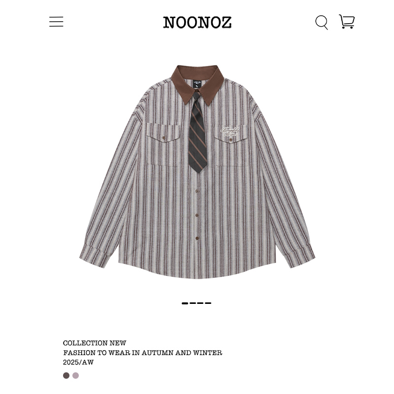 美式复古竖条纹领带长袖衬衫