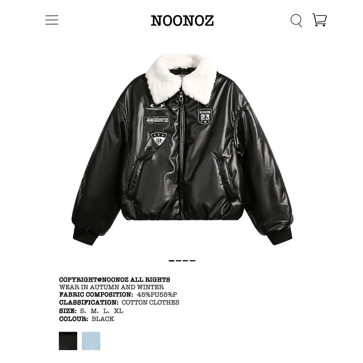 NOONOZ可拆卸毛领加厚棉衣外套