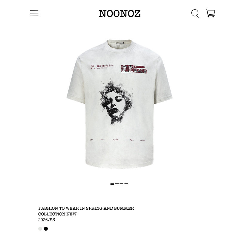 NOONOZ欧美水洗素描人物短袖T恤男夏季潮牌中性风美式Boxy上衣