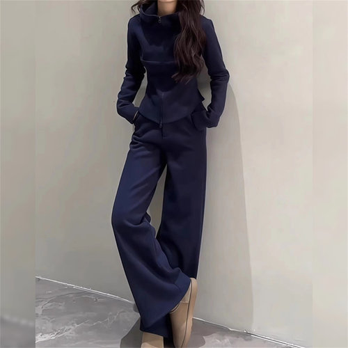 显瘦连帽卫衣阔腿裤休闲两件套